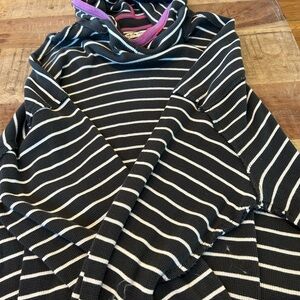 We The Free Dark Grey and White Striped Hoodie with Pink Accents